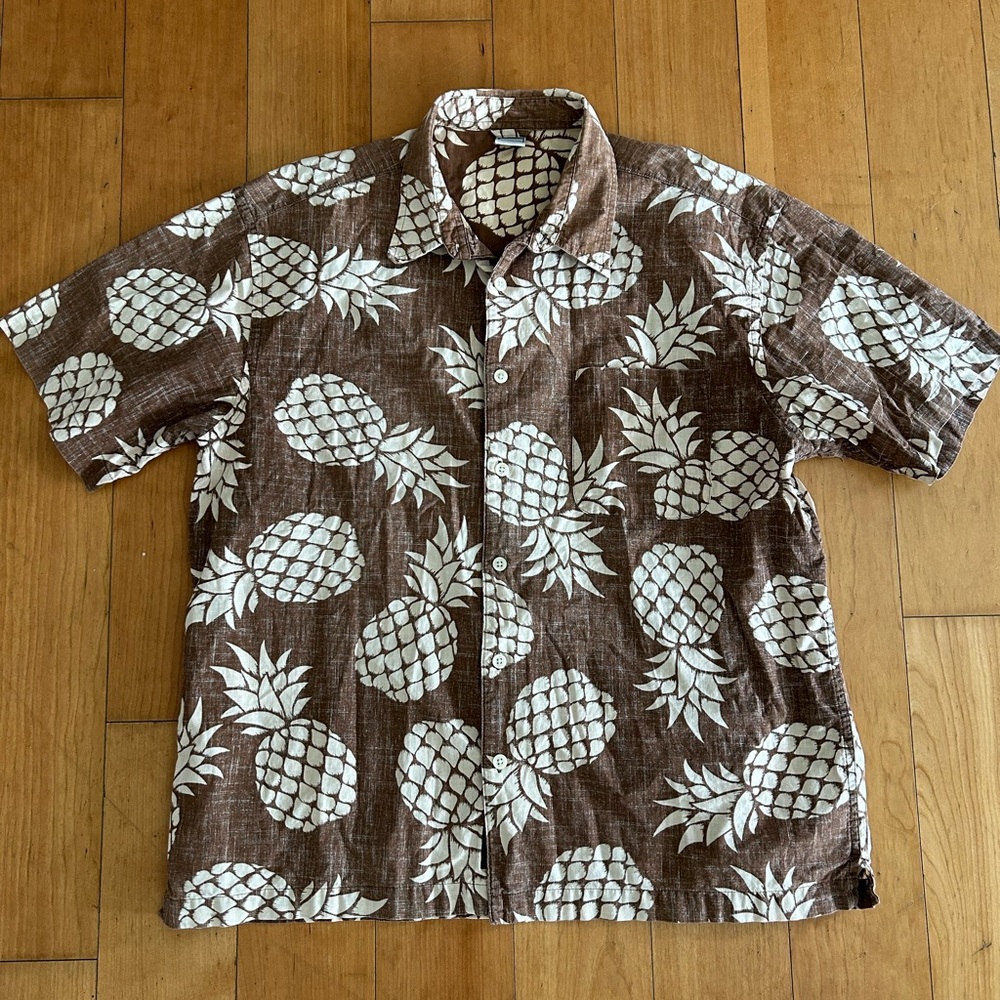 Old Navy Brown and White Casual Button Down Shirt